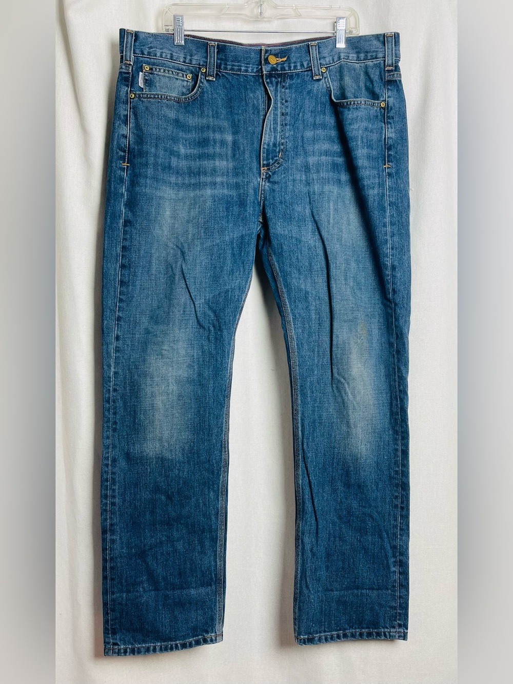 Carhartt Mens WIP Buccaneer Blue Jeans 38x32 Denim Straight Leg Pants Slim Fit